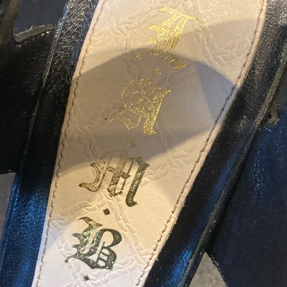 Women's L.A.M.B. Heels Black Gold Size 6.5 - Picture 14 of 14